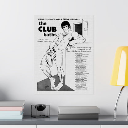 The Club Baths Poster (Club Bath Chain 70's Ad/Gay Bathhouse)