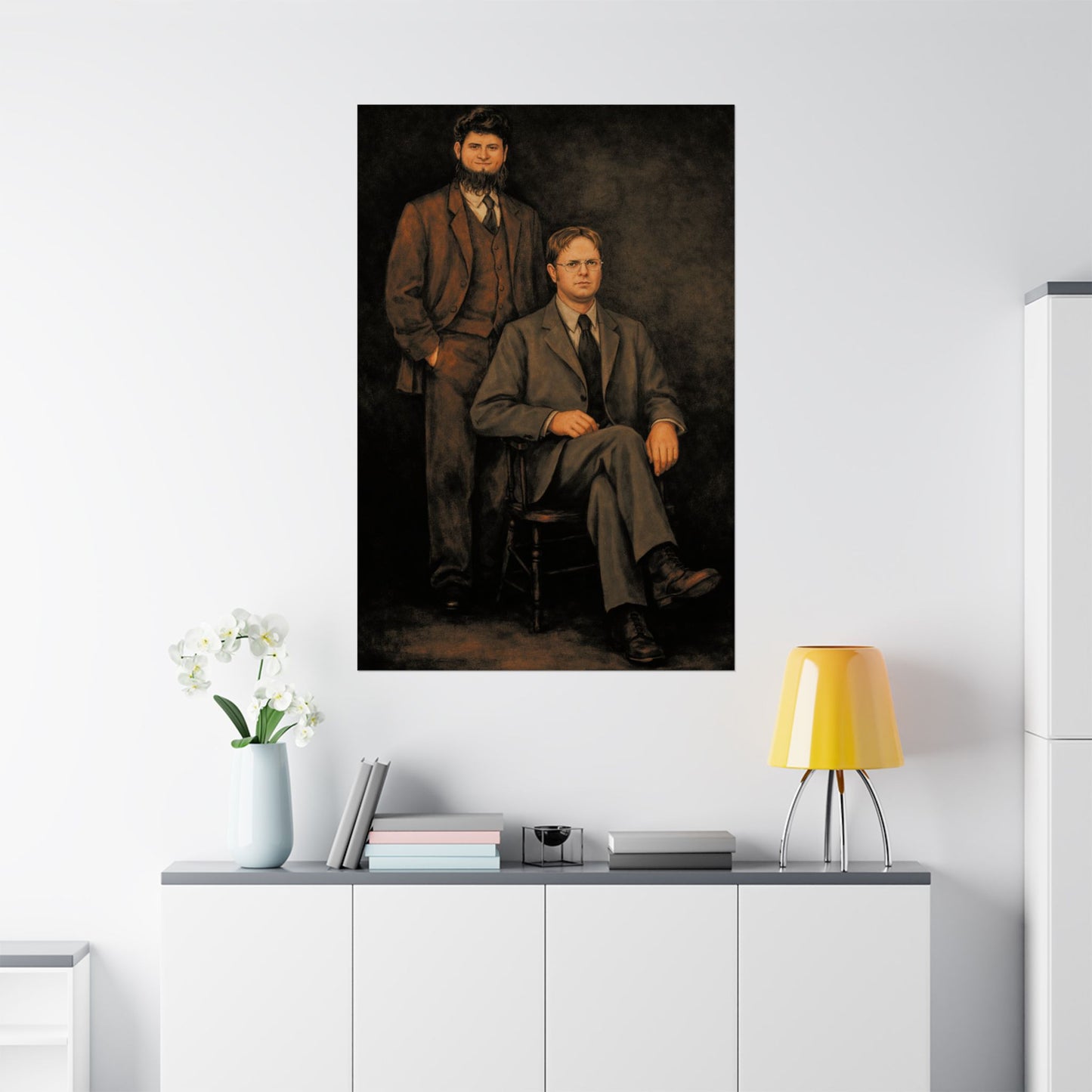 Dwight and Mose Portrait (The Office Dwight Schrute and Mose Portrait Reprint/Schrute Farms)