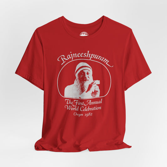 Rajneeshpuram (Replica First Annual World Celebration T-Shirt/Wild Wild Country Netflix)