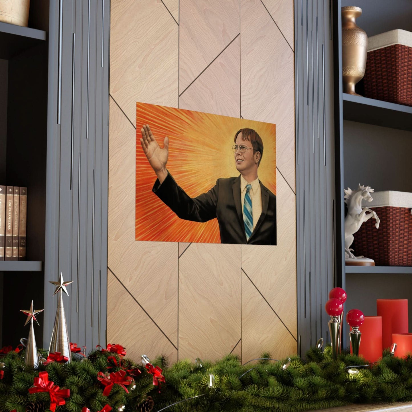 Dwight Chairman Mao Style Print (The Office/Dwight Schrute Poster Print with Vintage Print Effect)