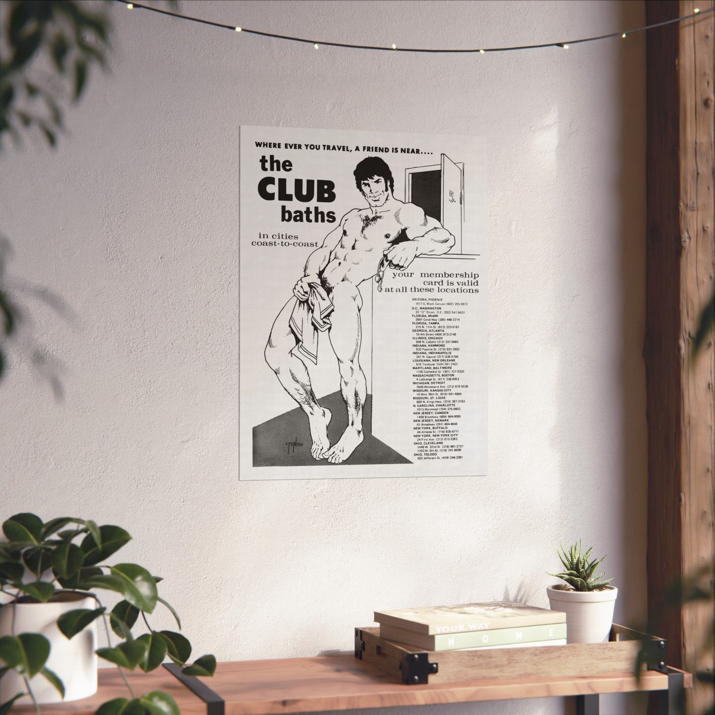 The Club Baths Poster (Club Bath Chain 70's Ad/Gay Bathhouse)