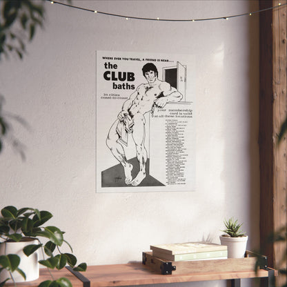 The Club Baths Poster (Club Bath Chain 70's Ad/Gay Bathhouse)