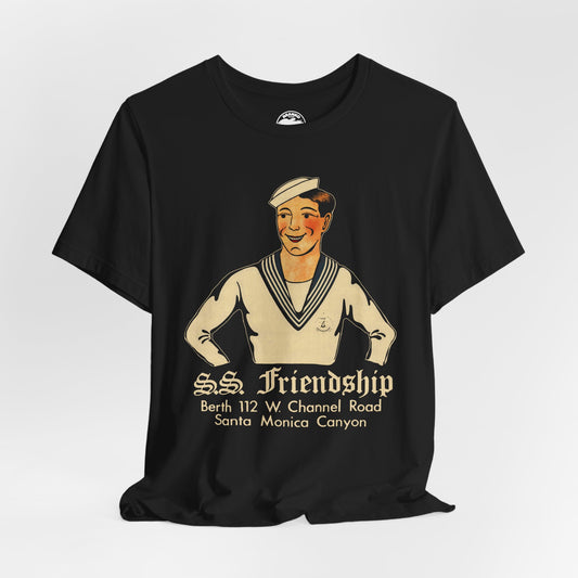 S.S. Friendship (Los Angeles Gay Bar/1938-2005/Vintage Sailor Graphic with Distressed Print Effect)