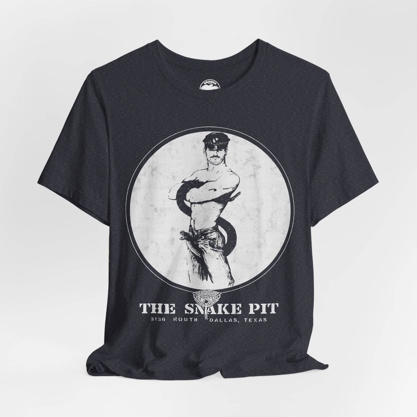 The Snake Pit (Dallas Gay Leather Bar/70's to 90's/Early 80's Logo with Vintage Print Effect)