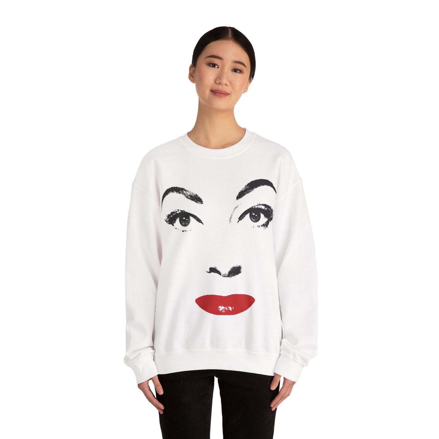 Mommie Dearest Sweatshirt (Horrifyingly Large Face Graphic with Vintage Print Effect/Mommie Dearest Shirt/Faye Dunaway/Joan Crawford Shirt)