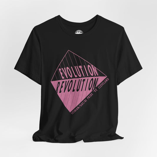 1992 Cleveland Pride (Replica Lesbian, Gay and Bi Pride Shirt/Cleveland Gay Pride/Evolution Revolution)
