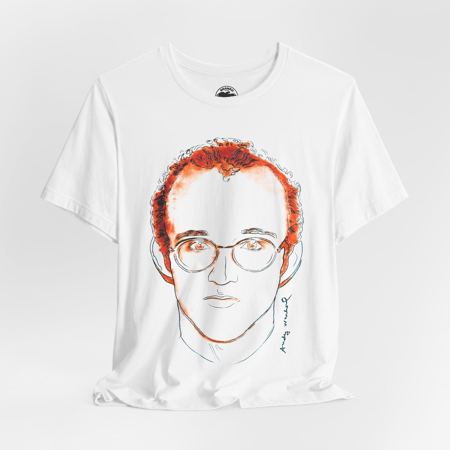 Andy Warhol x Keith Haring (Portrait T-Shirt with Vintage Print Effect)