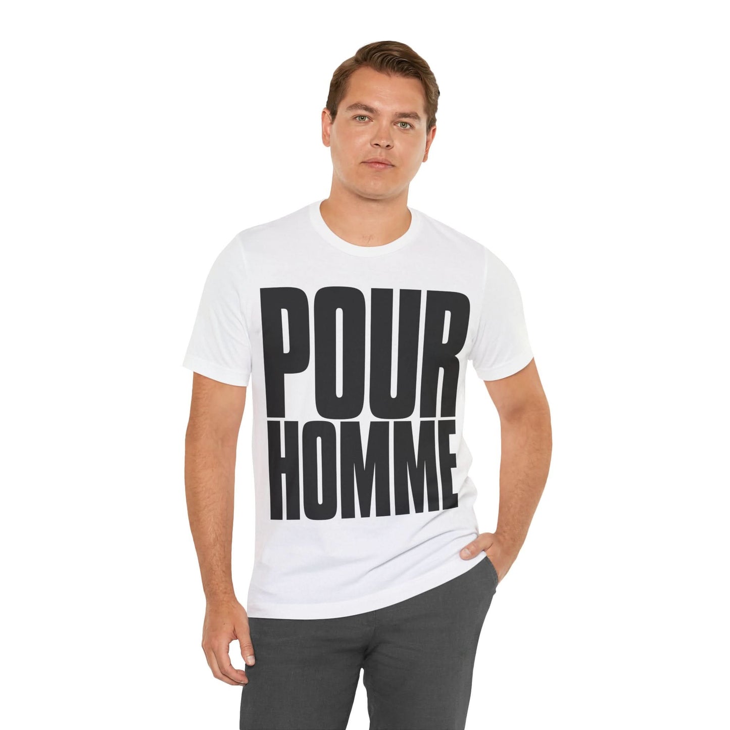 POUR HOMME (Katharine Hamnett style Oversized Graphic/For Men in French)