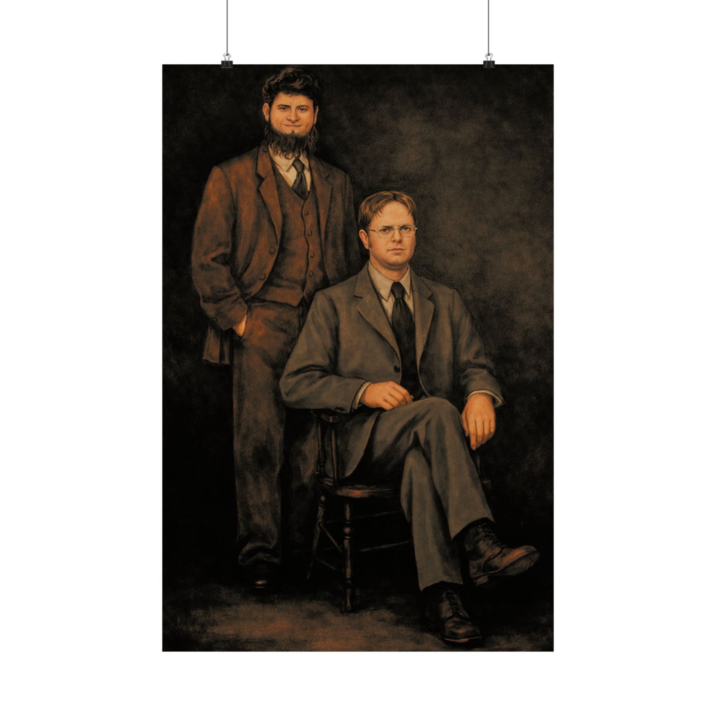Dwight and Mose Portrait (The Office Dwight Schrute and Mose Portrait Reprint/Schrute Farms)